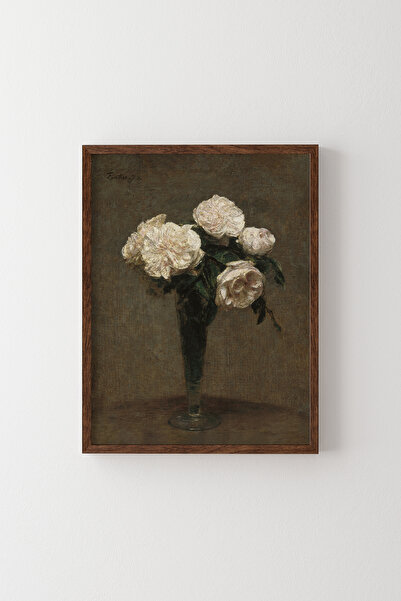 epiqart Vazoda Güller - Ahşap Desenli Çerçeve