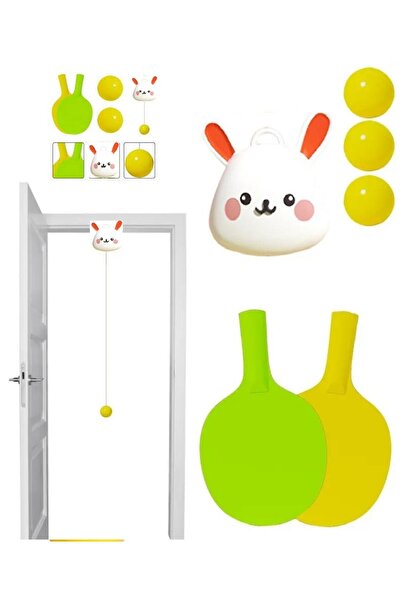 OYUNCAKSAHİLİ Kapı Tenisi Asılı Masa Tenisi Raket Tenis Topu Seti Iç Mekan Çocuk Antrenman Tavşan 2 Kişilik