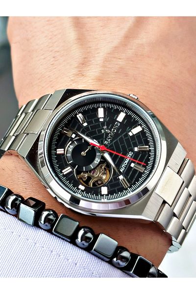 Raymond Silver Color Sk Mechanism Steel Business Men's Wrist Watch + Bracelet