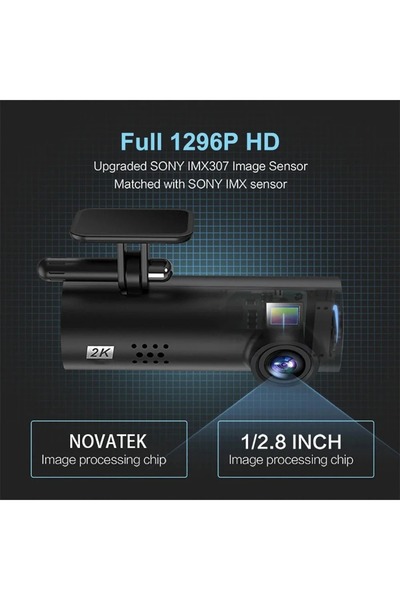 Denx داش كام كاميرا سيارة امامية واي فاي بدقة 2K