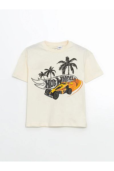 LC Waikiki Lcw Kids Beige Hot Wheels Printed Boys T-Shirt and Shorts Pack of 2