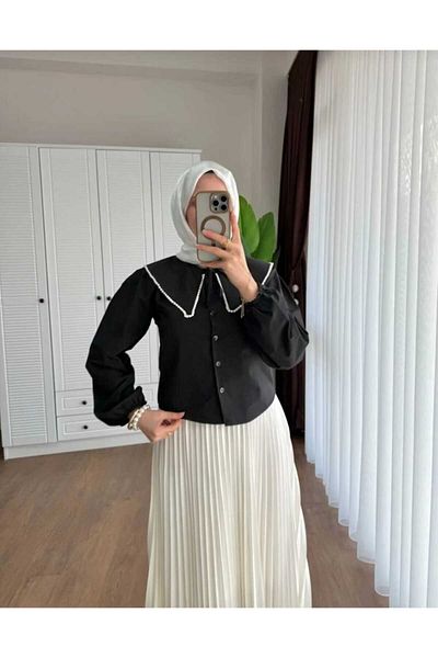 MODA VEDAT Cămașă de damă cu guler pentru bebeluși cu perle