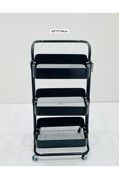 TrentonGCC Three-Tier Rolling Metal Storage Cart with Handle