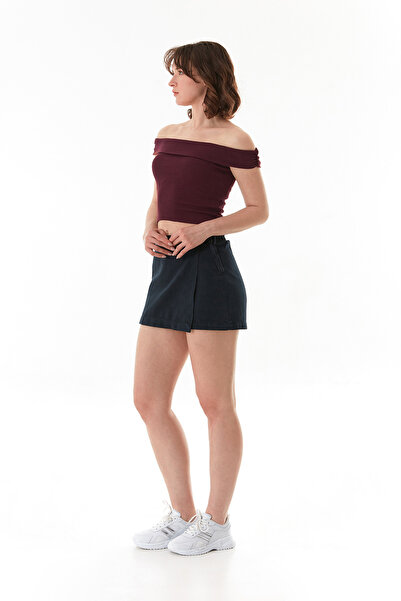 Fulla Moda Basic Madonna Collar Modal Blouse