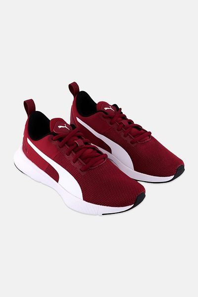 Puma Kids Boy Flyer Runner Lace Up Sports Shoes, Maroon/White