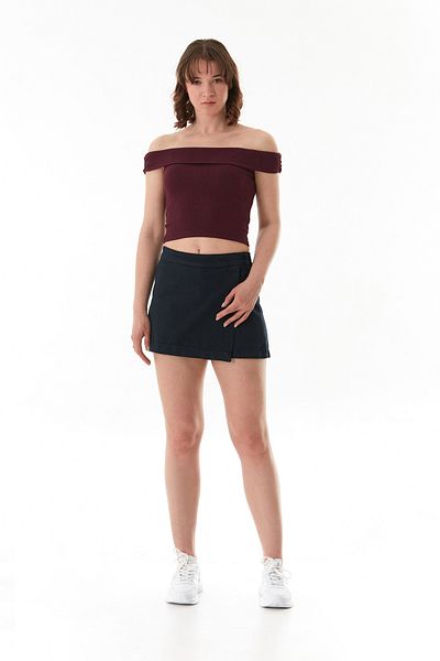 Fulla Moda Basic Madonna Collar Modal Μπλούζα