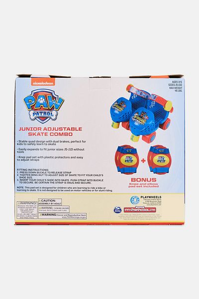 PAW PATROL Junior Adjustable Skate With Knee And Elbow Pad Set, Multi Color