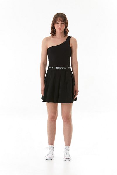 Fulla Moda Text Printed Zippered Terikoton Shorts Skirt