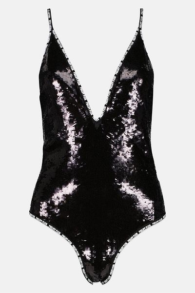 PHILIPP PLEIN Women Textured Sequin Non Padded Non Wired One Piece, Black