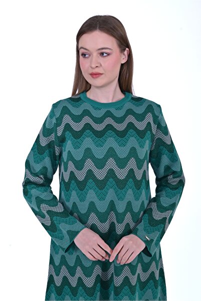 Invee İNVEE 6838 Yeşil Triko Elbise