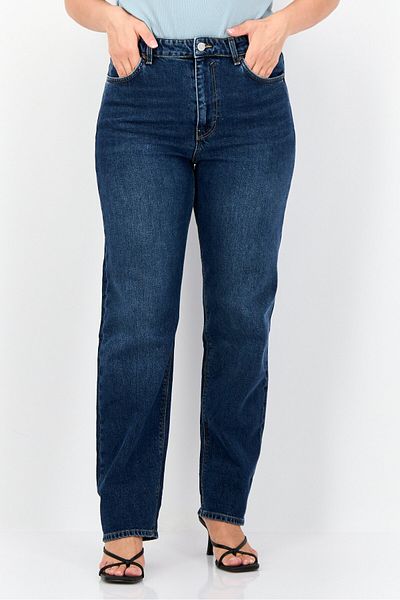 Esprit Women Dad Fit Washed Stretchable Jeans, Blue