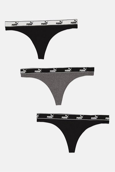 Puma Women 3 Pcs Brand Logo Outdoor Strings, Black/Grey