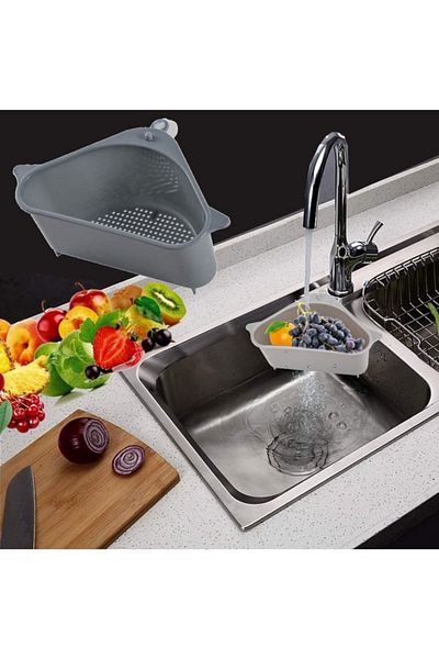 Tanemce Triangle Filter Basket in the Sink Vegetable Fruit Kitchen Strainer Tea Strainer Sink Drainer with Suction Cups
