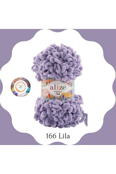 Alize خيط الحياكة اليدوية Puffy Fine 166 Lilac - عقدة صغيرة (فردية) 100 جرام. 14.5 م. حبل الإصبع وحبل البطانية