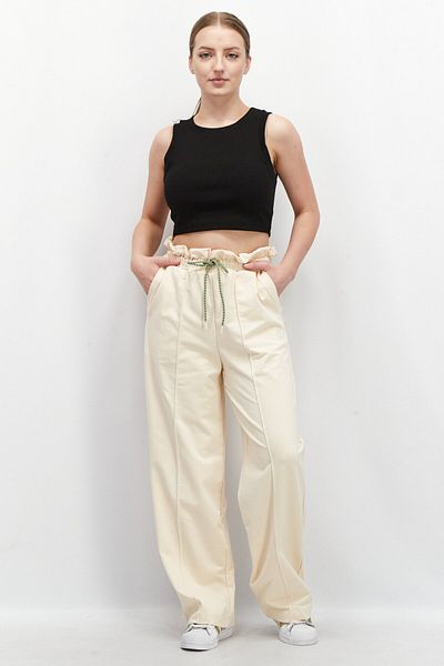 Puma Women Sportswear Fit Embroidered Infuse Paperbag Outdoor Pants, Beige