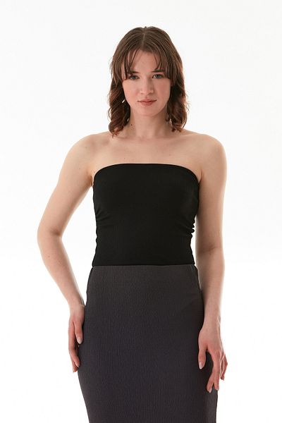 Fulla Moda Basic Strapless Bustier με ντραπέ στα πλαϊνά