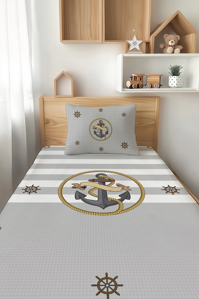 Talia Home طقم بيكيه للأطفال منقوش بمرساة بحار TLAP-208