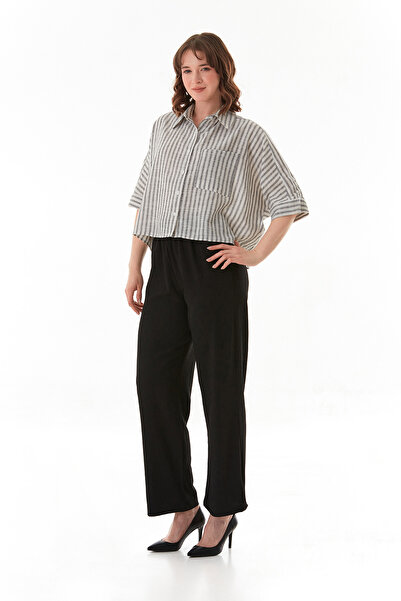 Fulla Moda Cămașă crop oversize cu dungi