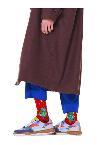 Shuttle Park Special Series Happy Christmas Tree Colorful Socks Patterned Fun Comfortable Design Style Socket Socks