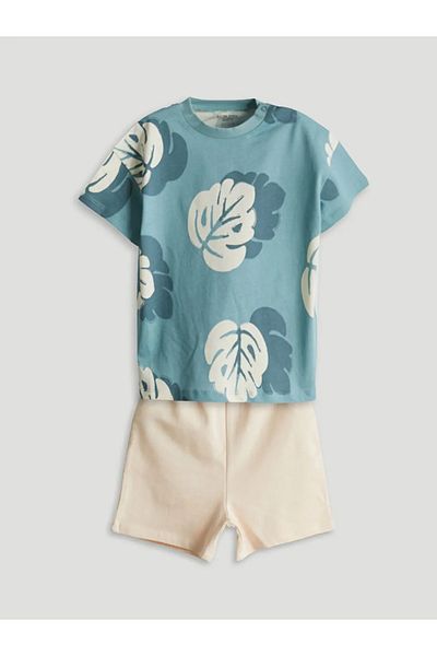 LC Waikiki Lcw Kids Blue Printed Boys T-Shirt and Shorts Pack of 2