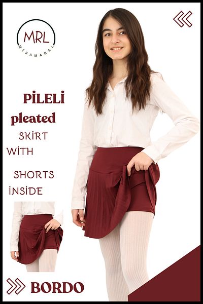 missmaral Fete Efect Claret - Fusta de școală-Joc-Sport cu talie înaltă în interiorul pantalonilor scurți 4103