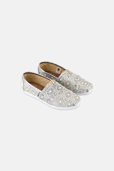 Toms Kids Girl Slip On Alpargata Shoes, Silver