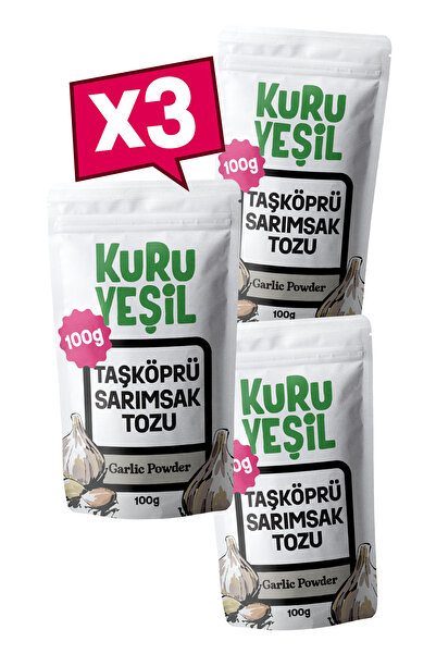 Kuru Yeşil Sarımsak Tozu – 300 Gr – Yerli Taşköprü – Doğal Sebze Tozu - 3x100 Gr