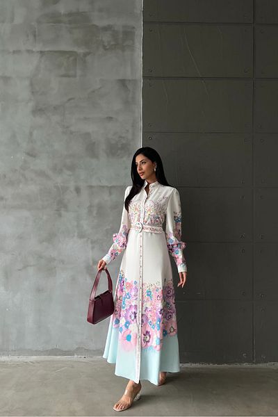 Neşeli Butik γυναικείο φόρεμα με σχέδιο λουλουδιών με ζώνη NBMS4263