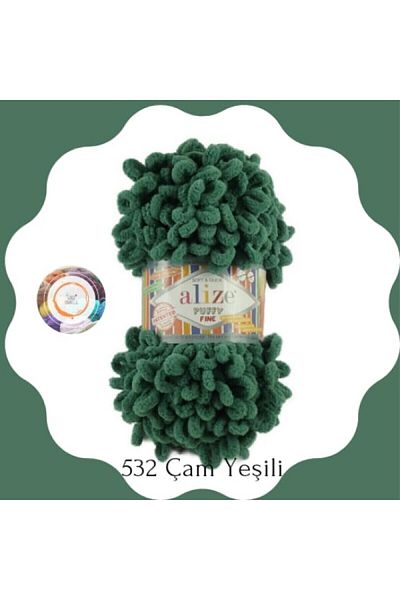 Alize Puffy Fine 532 - 1 Μικρό Παπιγιόν, Κλωστή Πλεκτή Χεριών, 100 Γρ. 14,5 μ. Σχοινάκι δακτύλων και σχοινάκι κουβέρτας