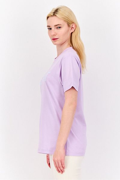 Esprit Women Crew Neck Short Sleeve Brand Logo T-shirt, Lilac