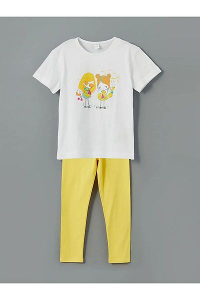 LC Waikiki Lcw Eco Printed Girl's T-Shirt and Leggings 2-Pack