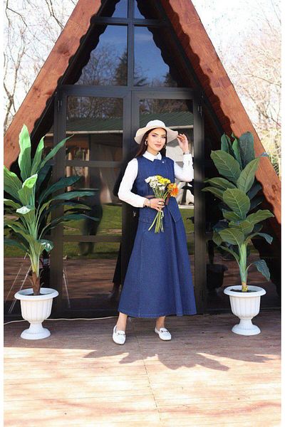 Cardella Premium Quality Denim Jeans Vest Skirt Double Set Double Design Jean Set Vest Set