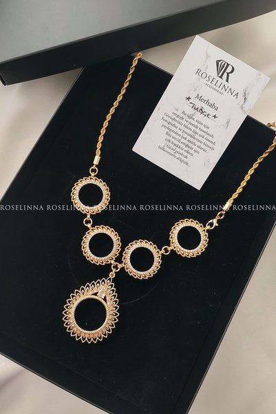 ROSELİNNA 4 Quarter 1 Half Chain Necklace, Quarter Gold Necklace, Five-In-One Necklace |   Sun Model