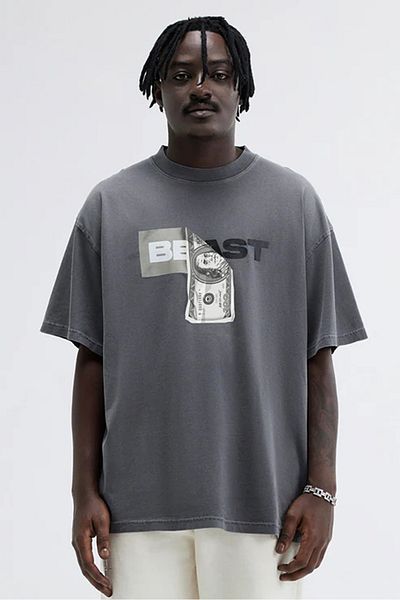 ACTIVE MODA - Men's Short Sleeve Tshirt Bea Printed Cotton Large Size Oversized Cotton