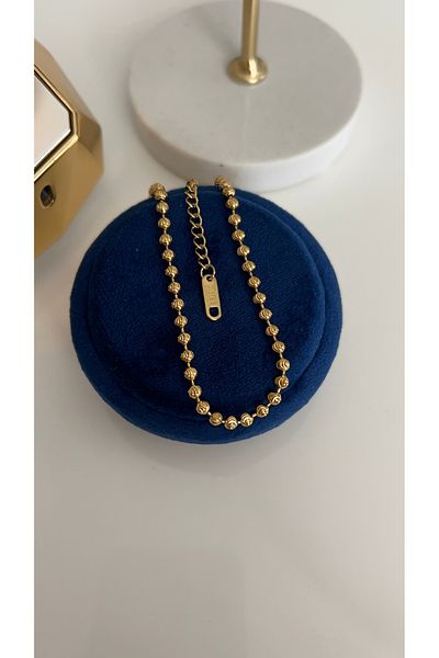 SU PERİSİ TAKI BİJUTERİ Steel Gold Cut Detailed Dorika Anklet