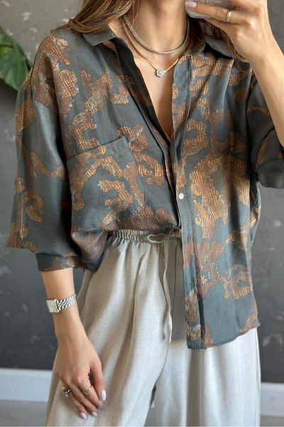 Suzi ΠΟΥΚΑΜΙΣΟ ΜΕ ΣΧΕΔΙΟ OFF SHOULDER OVERSIZE LOOSE FIT 4962