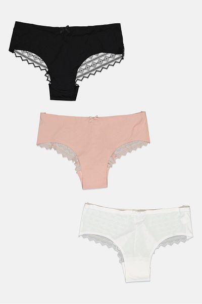 Bebe Women 3 Pieces Textured Lace Boxer Panties, Multicolor