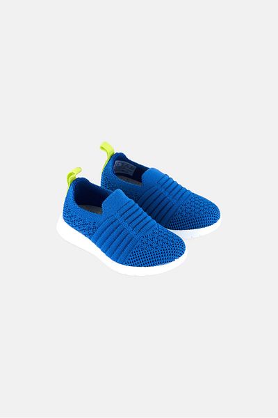 CLARKS Toddlers Boy Ezra Walk Slip On Causal Shoes, Teal Blue/white/lime