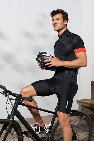 Tchibo Men Slim Fit Short Sleeves Cycling Jersey, Black