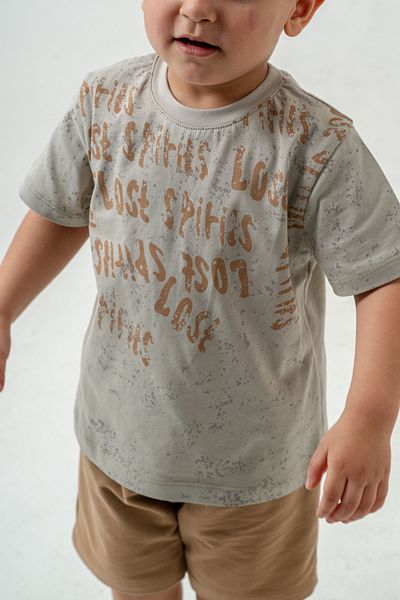 Titimixkids Boy's Letter Bottom Top Summer T-Shirt Shorts Double Set Çağla