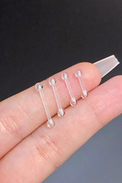 Blisse Piercing Kadın Şeffaf Antialerjik Bioplast Tragus Helix Kıkırdak İki Ucu Top Piercing 1 Adet