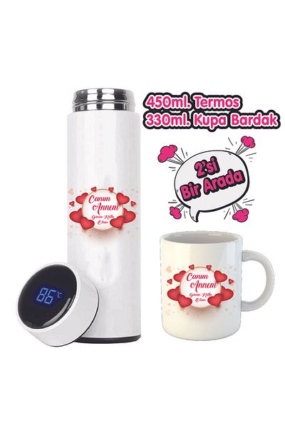 DKDZ SHOP Mother's Day Printed Thermos and Mug Cup (Keeps Cold and Hot for 10 Hours) 450ml-004