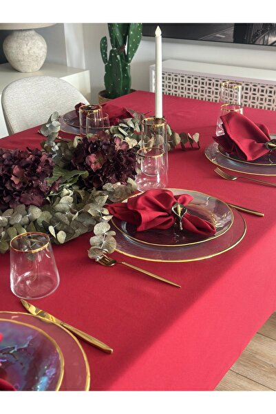 Decamor home Бавовняна водонепроникна тканина бордова скатертина (СЕРВЕТКА НЕ...