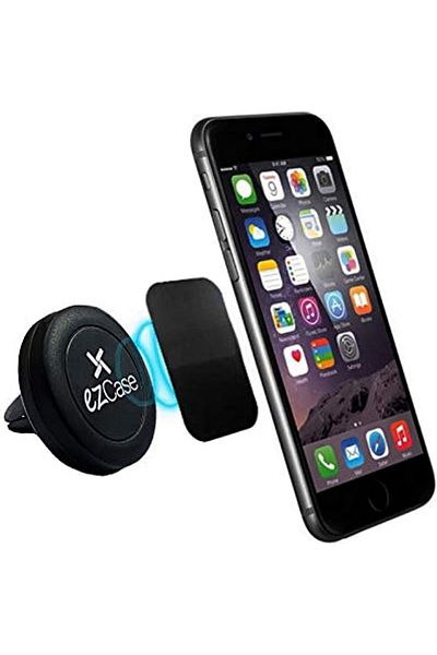 Generic EZCase Air Vent Magnetic Car Mount Matte Finish Phone Cradle Holder with 2 Metal Plates - Black