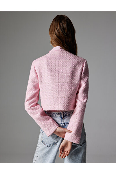 Koton Crop Tweed Jacket Gold Buttoned Pocket Λεπτομερής