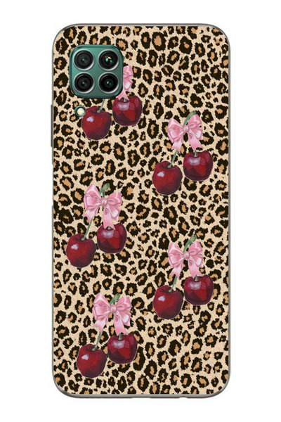 moonset Huawei P40 Lite Uyumlu Leopar ve Fiyonk Tasarımlı Baskılı Şeffaf Tele...