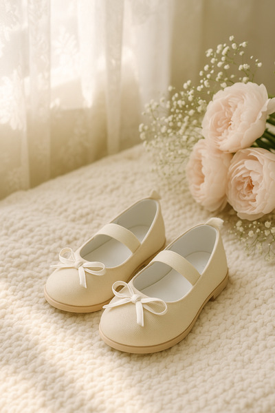 SIRRI Pantofi de balerină din stofă Lino Bow pentru fete