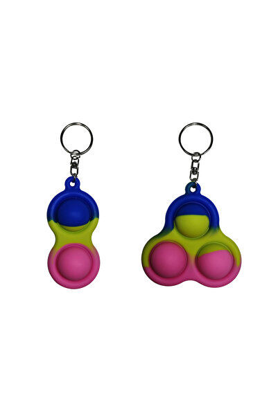 Depox Set jucării antistres, Pop it, breloc, silicon, 8 cm, tricolor