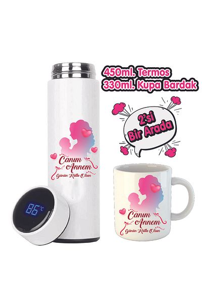 DKDZ SHOP Mother's Day Printed Thermos and Mug Cup (Keeps Cold and Hot for 10 Hours) 450ml-002