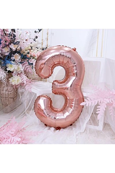 Flippy Foil Balloon, Number 3, 81 cm, For Air or Helium, Bulk, Rose Gold